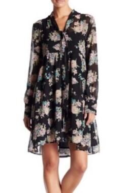 Banjara Black Floral Long Sleeve Dress Size S Small